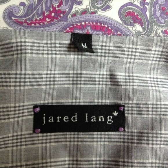 Jared Lang Gray Plaid Shirt Medium - Picture 5 of 5